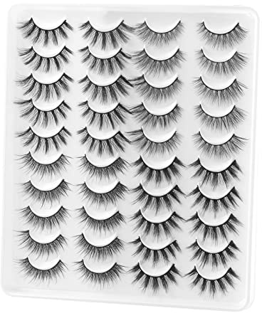 Glowing Win Künstliche Wimpern Natürlich Falsche Wimpern Fake Lashes 20paar | 4 Stil, Handgefertigt,Wiederverwendbar, 3d Lang Wimpern Natürlicher Katzenauge Cateye Mink Lashes Dicke Dramatisch
