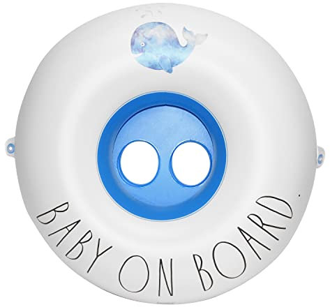 Rae Dunn x CocoNut Float Kleinkind Schwimmer mit Baldachin – Baby an Bord Thema – Aufblasbares Floß in Kindergröße & langlebiges Wasserspielzeug – Stabiles Rutschen für Sommerpartys &