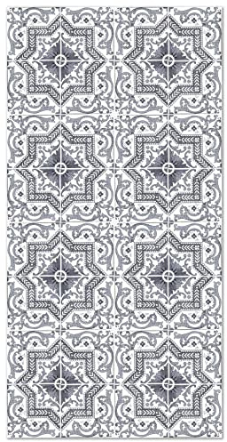 Panorama Vinylteppich - Modell Hydraulic Fliesen Toledo Grau 60x110 cm - Verschiedene Größen - Deko Küche, Läufer und Outdoor