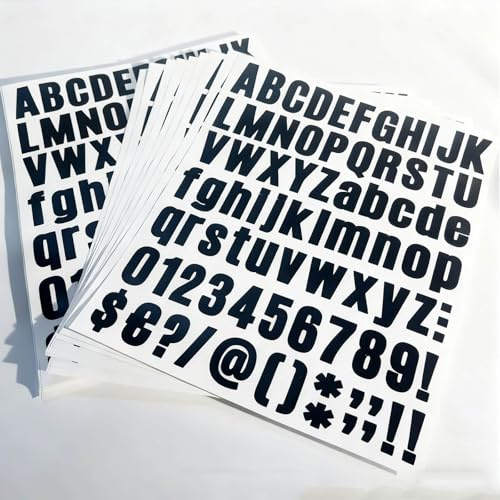 972 Pieces 12 Sheets Vinyl Letter Stickers, BetterJonny Black Self-Adhesive Letters Numbers Stickers Kit for Mailbox, Signs, Window, Door, Cars, Home, Business, Address Number(Size 1 Inch)