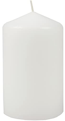 HS Candle - Candele di cera, disponibili in diversi colori, lunga durata di combustione, prodotte in UE, 6 x 10 cm (diametro x altezza), colore bianco