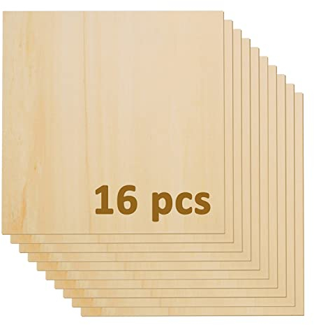 OUYZGIA 16 Stück Sperrholz 3mm Linde Blatt,holzplatten zuschnitt nach maß, 300x300x3mm, für Laserschneiden Gravur Handwerk, unfertige Holzplatten für DIY Malerei (11.8 x11.8 x1/8, 16 Stück)