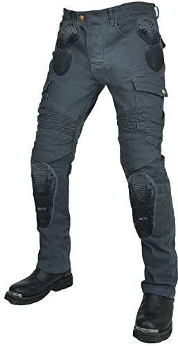 YuanDiann Motorradhose wasserdichte Motorrad Jeans Stretch Herren Textil Jeanshose mit Verbesserter Protektoren Grau XL