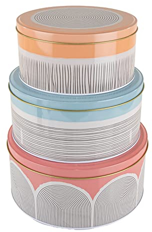 KHI GERMANY EST. 1998 Design Blechdosen 3er Set für Gebäck Aufbewahrung Boho-Style Kecksdose Gebäckdose Kosmetik Hygie (Boho)