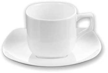Wilmax | OLIVIA Tassen mit Untertassen | 2er-Set | 200 ml | Kaffeetassen aus Porzellan | Weiß | Geschirrset für 2 Personen | Tassenset für Kaffee, Tee, Desserts | Kaffeeservice & Teeservice