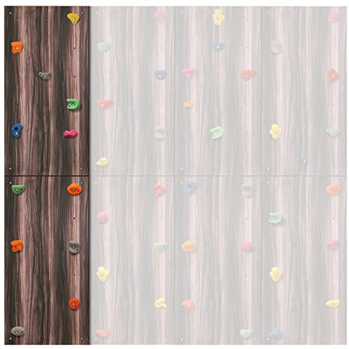 ALPIDEX Kletterwand Komplettset ab 1,44 qm in Natur/Weiß/Braun Klettergriffe Befestigungsmaterial inklusive, unbegrenzt erweiterbar Kinder Erwachsene, Veredelt Holzoptik|2 Paneele (1.44 m²)|12 Griffe