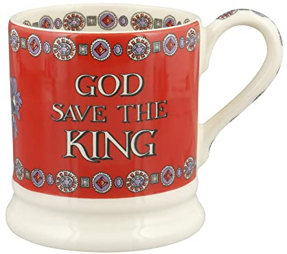 Emma Bridgewater große Tasse 1/2 Pint, Keramik Kaffeetasse groß - Steingut Tasse, Cappuccino, Latte, Kaffee, Teetasse - Schöne Tassen, Geburtstagsgeschenk - Kaffeebecher God Save the King