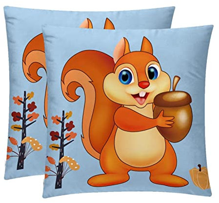 TBOUOBT Packung mit 2 Samt-Kissenbezügen, quadratischer Kissenbezug, Kissenbezug für Couchbett,Tier tannenzapfen Tier cartoon