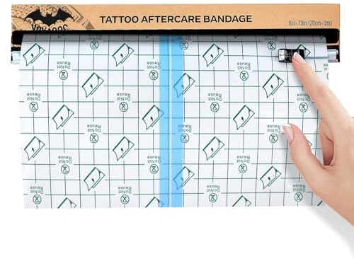 Benda Protettiva Tatuaggio, YOKACOS Pellicola per Tatuaggi Impermeabile & Traspirante, Tatuaggio Seconda Pelle Trasparente, Rotolo Adesivo Tattoo Bandage promuovere la curativi (20 cm x 2 m)