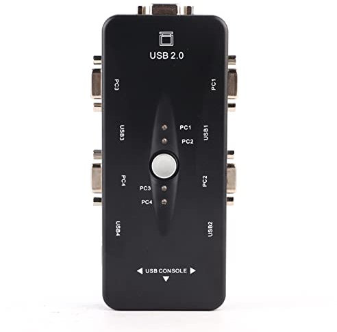 Cyrank 4 Puertos USB 2,0 KVM VGA/SVGA Monitor Hub Ordenador Interruptor Caja Adaptador Dispositivos Compartir Dispositivos USB para PC Teclado Ratón