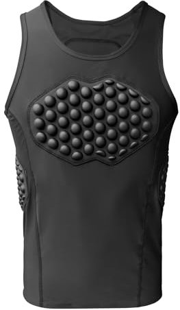 Topeter Chest Protector Underwear for Men, Sports Training Protection Shirts with Rib/Chest/Back Protective Impact Padding XXL