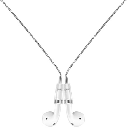 Lawonda Halteband Kompatibel mit AirPods 1/2 / 3 /Pro 1 /Pro 2, für AirPods Anti-Verlust-Gurten Strap Halter Band Halterung Magnetisch Sport-Saiten-Umhängeband Silber O