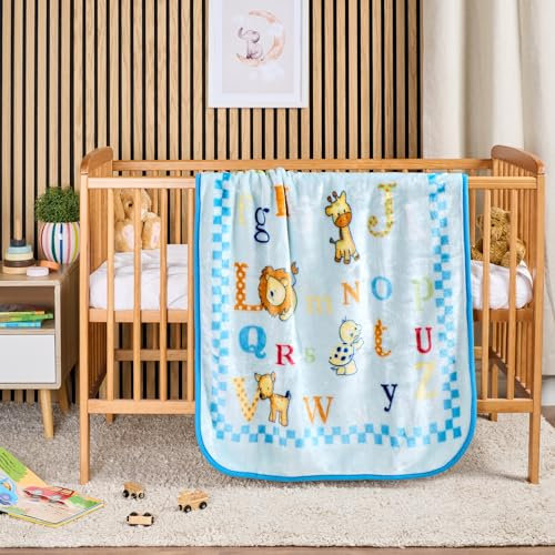 Noble & Brite Childrens Blanket, Soft Kids, Baby Blanket, Fleece Blanket for Toddler, Kids beds, Nursery Pram, Cot, Animal Alphabet, ABC Blanket