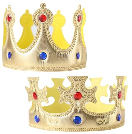 MIVAIUN 2 Pieces King Crown King Queen Crowns Kids BirthdayCrown,Party Hat Prince Play Tiara,Gold King Crown for Adult Kid Costume Accessories Crown Dress Up Accessories (Gold)