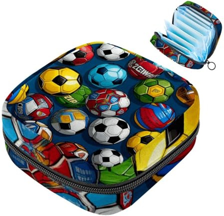 Damenbinden-Aufbewahrungsbeutel für Damen, große Kapazität, Menstruationspad-Tasche, Fußball, 115 Menstruationstaschen, Tampon-Sammeltasche, Geldbörse