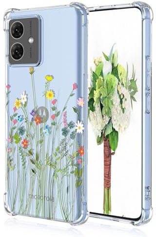 YUECXIN Funda para Motorola Moto G54 5G, Transparente Ultradelgado Suave Prémium Antigolpes TPU Bumper Silicona Carcasa, Simple Patrón Cubierta, A97