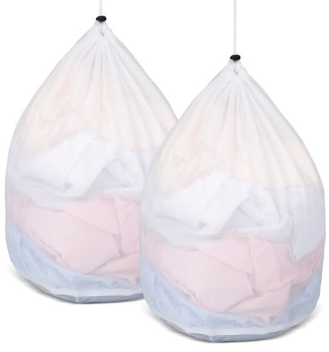 AiQInu 2 Pezzi Retina per Lavatrice, 40 x 30cm Sacchetti Lavatrice Biancheria in Rete, Sacco Biancheria Sporca con Coulisse, Sacchetto Scarpe Lavatrice
