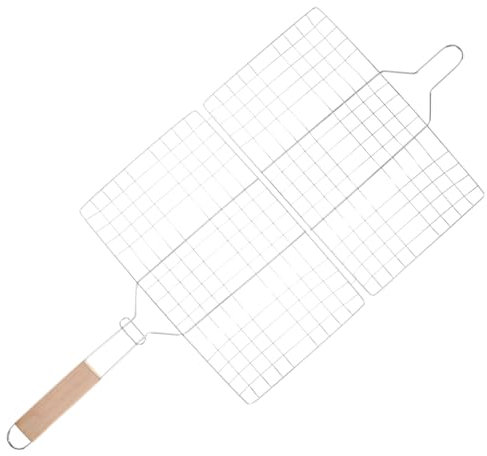 Milisten Grand Panier Gril Barbecue Métal à Clip pour Poisson Steak Et Légumes Poignée Longue Isolante pour Grillades Plein Air Et Camping