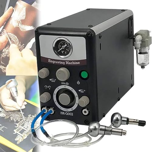 Grabador neumático, máquina grabadora de joyas neumática de doble cabezal, máquina de grabado de piedra,madera y metal para fabricación de joyas,grabador manual de velocidad variable/presión ajustable
