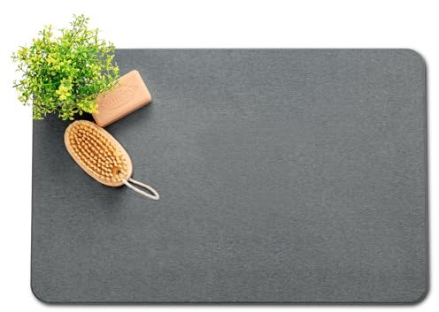 Plentio Tapis de bain en pierre confort haut de gamme - Tapis de sol en terre de diatomées naturel extrêmement antidérapant, remplace les tapis traditionnels, tapis doux luxueux de 60 cm x 39 cm