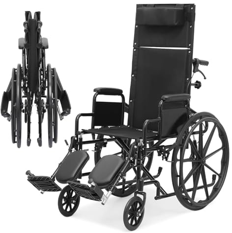 Strongback Mobility Leichter faltbarer Rollstuhl mit hoher Rückenlehne und abnehmbarer Kopfstütze - Selbstfahrender Transportstuhl für Erwachsene & Senioren