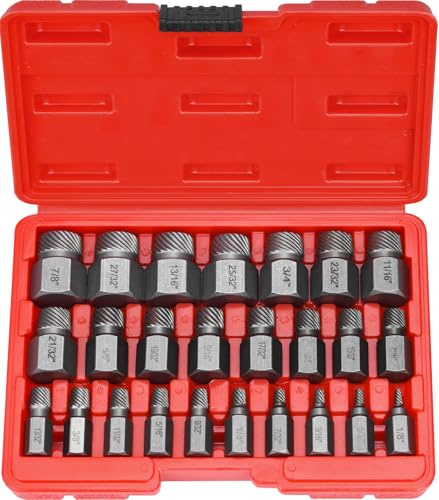HATANSE 25-Teiliges Schraubenausdreher Set Profi Linksausdreher Set | Bolzenausdreher-Set Screw Extractor mit Tragetasche zum Entfernen von Gebrochenen Bolzen, Schrauben, Steckschrauben