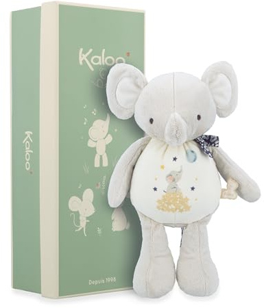 KALOO - Plüschtier mit Elefant - Schmusetuch zur Geburt mit Sound Elefant - Mit integriertem Glöckchen - 28 cm - Recyceltes Material Geburt - K210007