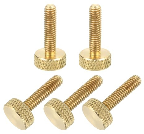 sourcing map Rändelschrauben aus Messing, M4 x 16 mm, flache Griffbolzen, Verbindungselemente, massives Messing, Diamant-Rändelschrauben, Knöpfe für Elektronik, Mechanik, 5 Stück