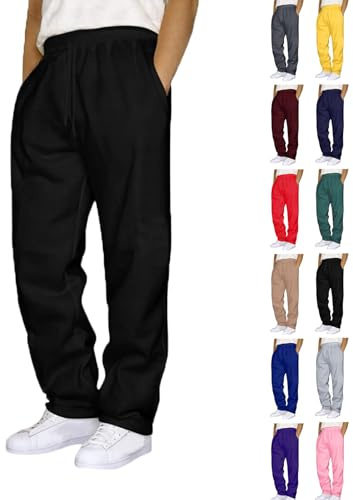 Joggers för Män 2025 Baggy Löpning Sport Sweatpants Lösa Casual Byxor, Elastisk Midja Dragsko Atletisk Byxor, Svart, M