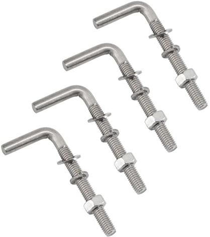 Conjuntos de pernos roscados en forma de L de acero inoxidable 304 (4 piezas) M10x100mm, pernos de anclaje cuadrados para cimientos, tornillos en L para colgar