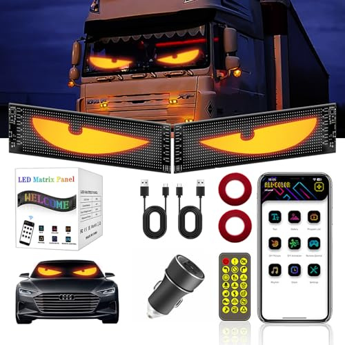 2er Devil Eyes Light, Dynamische Programmierbarer Led Laufschrift Leuchtreklame Personalisiert Leuchtschild mit APP-Steuerung und Fernbedienung