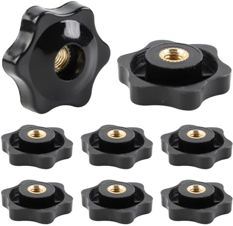 FYting Flügelmutter M6,8 Stück Sterngriffmutter M6,Rändelmutter Klemmknopf | Schwarz Kunststoff Griffmuttern Innengewinde Klemmknopf Für Mechanische Ausrüstung Industrieausrüstung-32mm