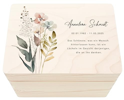 DEL MÀ Unique & Personal Trauergeschenk für Hinterbliebene personalisierte Trauerbox Erinnerungskiste Geschenk Erinnerungsbox Angehörige Holzkiste 30x20x13 cm