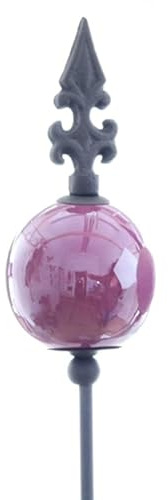 naninoa Metall Stecker Französische Lilie mit Keramik-Kugel, Gartenstecker Gartendeko Gartenverzierung, Violett Lila, 110 cm