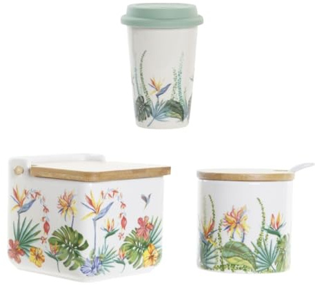 MAGMAHOME salero y azucarero de cocina con tapa de madera de bambú abatible - saleiro cozinha - recipiente para sal e açúcar- más Mug 400ml