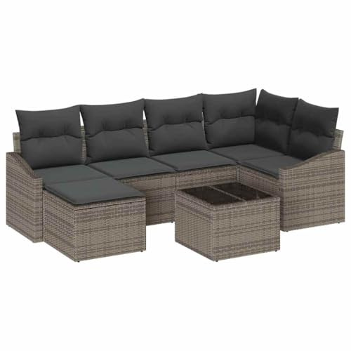 vidaXL Set da Giardino di 6 Pezzi con Cuscini in Rattan Grigio, Resistente alle Intemperie, Mobili da Esterno Moderni, Lounge, Patio, Gruppo di Seduta Modulare della Collezione Alfresco, Terrazza Se
