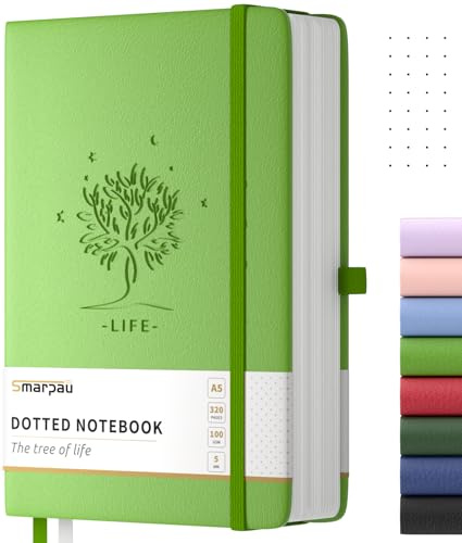 Notizbuch A5 Gepunktetes, Bullet Dotted Journal, 320 Seiten 100gsm Papier | Hardcover Tagebuch, College Ruled Notebook für Frauen Männer Schreiben Schule Büro, 14.5 x 21cm -Fruchtgrün