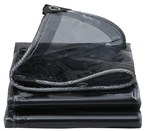 Bâche de protection en PVC noir translucide multi-usages pour véranda, terrasse, jardin, serre, protection des plantes, toit pour animaux domestiques, 3 x 6 m, étanche