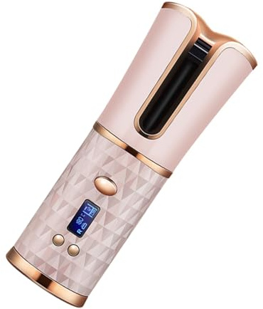 Veemoon Rizador de Pelo Automático Inalámbrico Recargable USB 1 Ajustable para Rizar el Cabello Portátil Pantalla LCD