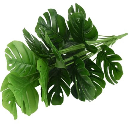 BESTYASH Monstera Artificial de 18 Ramas en Plástico Verde para Decoración