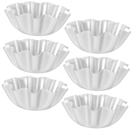 BIUDECO 6 piezas Molde para Tartaletas de Aleación de Aluminio Resistente al Calor Molde para Tartas para Repostería Molds para Cupcakes y