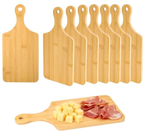 Axincardarm Wooden Chopping Boards with Handles Wooden Cutting Board 8 Pcs | 11 x 5 Inches, Wood Serving Charcuterie Board, for Food Bread Vegetables Fruits Meat