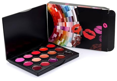 Set di palette per labbra – Kit di rossetto idratante, palette di | lucidalabbra pigmentata a lunga durata | Collezione di vernice per labbra colorata, liscia e cremosa per il trucco profession