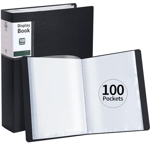 SOYIRI 2 Stück Sichtbuch A4, Präsentationsmappe Mit 100 Taschen(Schwarz) | für Schule und Büro