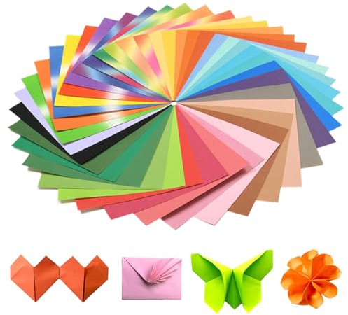 Xelmorant Origami Paper 200 Sheets, 15×15cm 20 Vibrant Colors 80gsm Square for DIY Arts & Crafts Projects