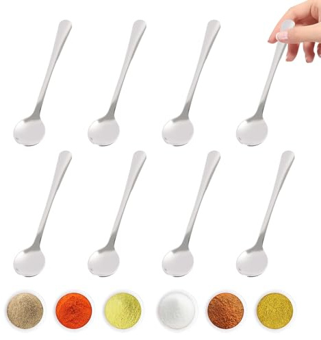 8pcs Tiny Stainless Steel Spoons Set, 7.5CM Small Condiment Spoons, Honey Spoon, Mini Spoons with Smooth Edges, Multi-Purpose Use, Compact Size, Espresso Spoons for Coffee