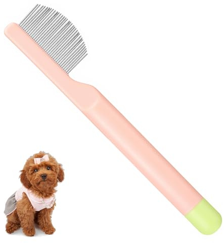 Sorcristy Eye Comb for Small Dogs, Stainless Steel Dog Eye Comb for Dogs & Cats, Professional Round-Tip Arc Teeth Brush Stress-free Tear Stain Dirt Remover for Pet Facial & Paw Grooming