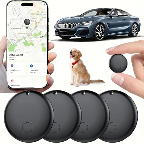Mini GPS Tracker Ohne Monatliche Kosten & ABO, Kompatibel mit Apple Find My (iOS), für GPS Tracker Kinder Fahrrad、Schlüsselfinder and Hund Katze Koffer Tracker-4er Pack
