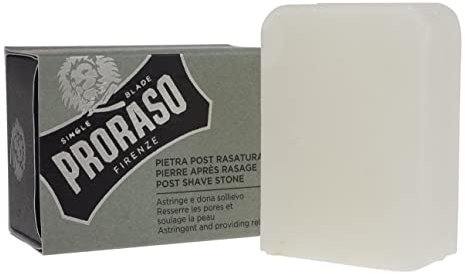 Proraso Pietra Post-Rasatura, 100g, Pietra barba in allume di rocca, Pietra per la cura della barba e rasatura con effetto astringente, Made in Italy