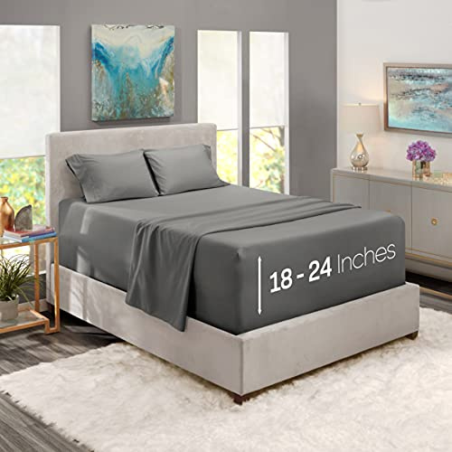 Nestl King Size Sheets Set - Extra Deep Pocket, 4 Piece, Charcoal Stone Gray